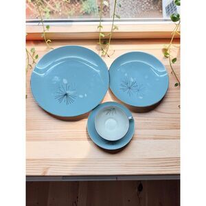 Franciscan Silver Pine 4-piece Place Setting Mid-Century Modern Atomic Vintage